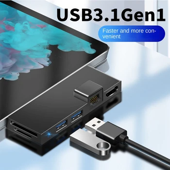 Pentru Surface Pro 4 5 6 Docking Station Hub Cu 4K -Compatibil Cititor de Card TF Gigabit Ethernet, 2 porturi USB 3.1 Gen 1 Port