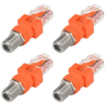Coaxial pentru Adaptor Ethernet, 4 Pack Coaxial RF F de sex Feminin să RJ45 Masculin Converter pentru Linia Tester