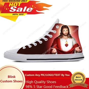 Isus Hristos, Creștin, Cruce, Dumnezeu, Credința Religioasă Casual Pânză Pantofi de Înaltă Top Confortabil Respirabil Imprimare 3D Bărbați Femei Adidași