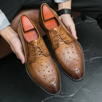 Retro Moda Pantofi de Piele Pentru Oamenii de Afaceri de Nunta Rochie Formale Om Pantofi Dantela-up Birou Oxford Manager Pantofi Casual Plus Dimensiune