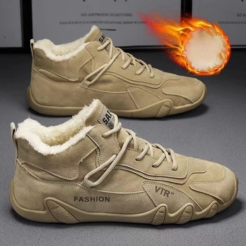Retro Glezna Cizme pentru Bărbați Casual Plat Pluș Cald Cizme de Zapada Adidas Non-alunecare de Muncă Pantofi pentru Bărbați Ghete de Toamna Zapatillas Hombre