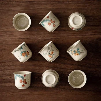 Teacup Singur Acasă Ospitalitate Degustare Gazdă Chineză Lemn Gri Ceramice Set De Ceai Kung Fu Mici Ceașcă De Ceai