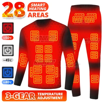 28 Zona Încălzită Lenjerie Costum de Iarnă Lenjerie de corp Termică pentru Bărbați manta de Încălzire Încălzire Lenjerie de corp Termice Îmbrăcăminte Încălzit USB Electric