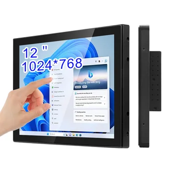 Zhixianda Capacitiv Touch Monitor cu Ecran De 12 Inch 1024*768 Impermeabil Plat Adevărat Montare pe Perete Industriale Cu Display VGA, HDMI, USB