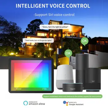 Tuya Zigbee Inteligent Proiector Iluminat Exterior 30W 50W 100W Estompat RGB Control Vocal AC220V Impermeabil Lampă de Perete lumina Reflectoarelor