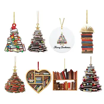 2D Acrilice Iubitorii de Carte Pandantiv Xmas Copac în Formă de Inimă de Crăciun Agățat Pandantiv Decoratiuni de Craciun Acasa Navidad Cadou de Anul Nou