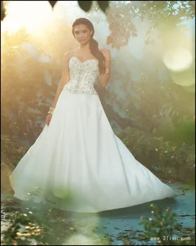 vestido de noiva longo la modă casamento minge rochie de mireasa din satin brodat cristal salomon mireasa 2019 noi rochii de mireasa