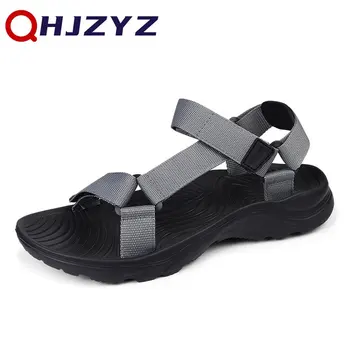 Bărbați Sandale Clasice 2023 Vara Aluneca pe Plat Pantofi pentru Bărbați Material Superior Reglabil Cârlig Și Buclă de Închidere Rotund Deget de la picior Deschis Sandale