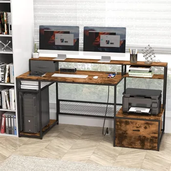 Biroul de acasa Biroul Cu Monitor Stand Raft Calculator Jocuri de Masă de Birou pentru Pc-ul Scris de Mobilier