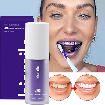 Hismile V34 Corector De Culoare Violet Dinti Pasta De Dinti Eficiente De Albire A Dintilor Mousse Orală Curățare Pasta De Dinti Albire Produs
