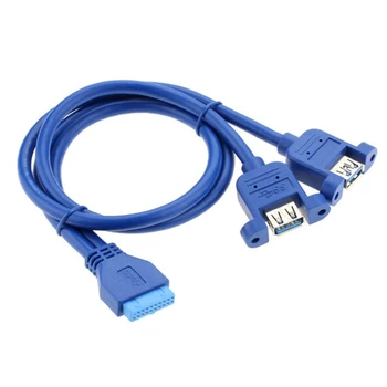 Blau 0,5 m USB 3,0 Placa de baza 20pin zu USB 3,0 Dual Porturi buchse kabel 50cm mit schraube Montieren Typ 20CM 50CM