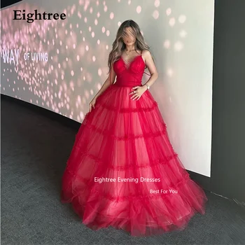 Eightree Red Vintage Rochii De Seara Tul Curele De Spaghete De Mult Timp O Linie Abendkleider Dubai Elegante, Rochie De Petrecere Pentru Femei 2023