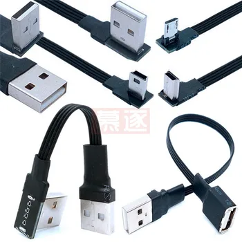 Super-plat flexibil USB to mini-B tip 5-pini de sex masculin în SUS, la stânga și la dreapta sus de 90 de grade la USB 2.0 de sex masculin cablu de date