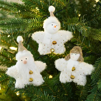 De crăciun Creative Alb de Pluș Stea cu Cinci colțuri Bell Papusa Papusa Decor Decor Pom de Crăciun Pandantiv Mic Decor