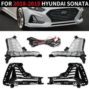 AP02 Stânga și Dreapta Pentru 2018 2019 Hyundai Sonata Ceață cu LED-uri Lumina DRL Lămpi & Ramele de Acoperire