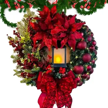 Fără Fir Artificial Coroană De Crăciun De 11,8 Inci Luminat Arc Coroană De Flori De Sezon Uz Casnic Decor Pentru Grădină Ușa De Perete