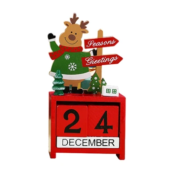 Countdown Calendar Din Lemn De Interior Moș Crăciun Ornamente Practice Masă Pom De Crăciun De Vacanță Șemineu Reutilizabile Apariția Decor Acasă
